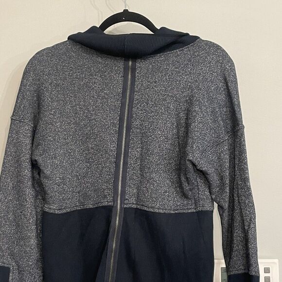 People Like Frank Anthropologie Sweater Colorblock Zip Up Back Cowl Neck S - Picture 5 of 12